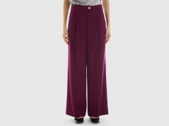 Wide trousers in wool and viscose blend