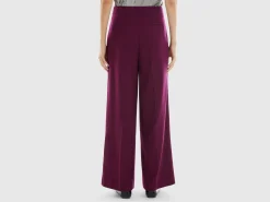 Wide trousers in wool and viscose blend