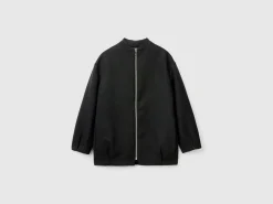 Wool blend bomber coat