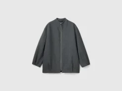 Wool blend bomber coat