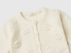 Wool blend cardigan with roses