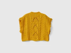 Wool blend knit cape