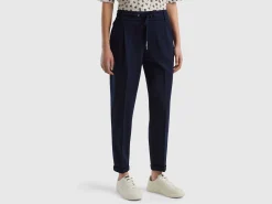 Yarn dyed trousers with drawstring