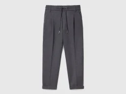 Yarn dyed trousers with drawstring