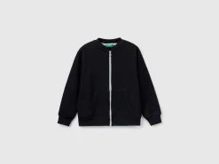 Zip-up sweatshirt with slogan print