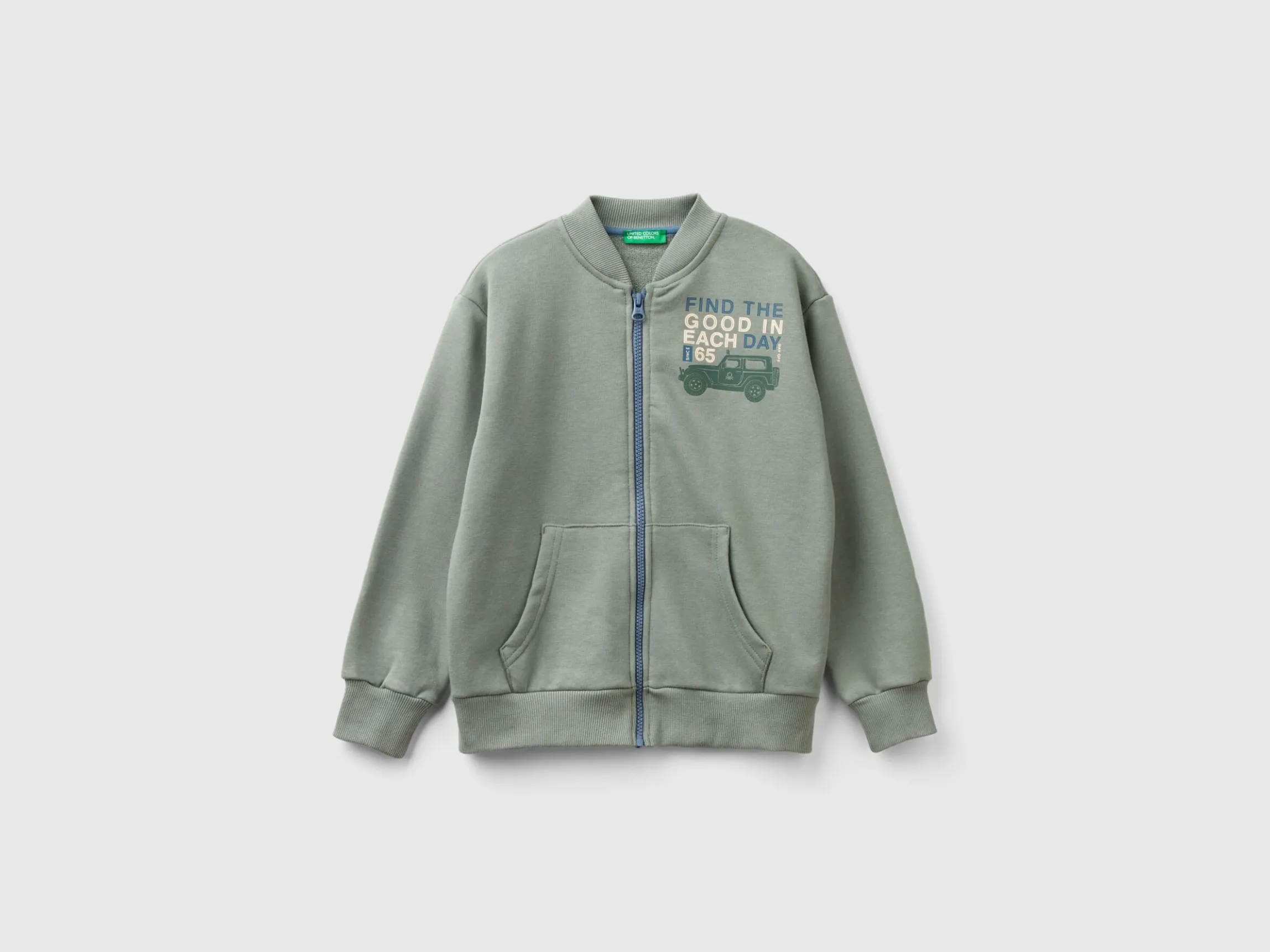 Zip-up sweatshirt with slogan print