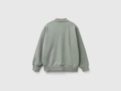 Zip-up sweatshirt with slogan print