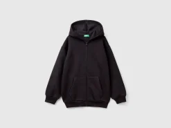 Zip-up sweatshirt with thick print,