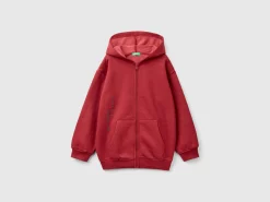 Zip-up sweatshirt with thick print,